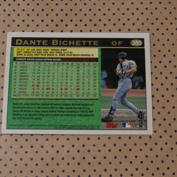 Dante Bichette #380 Baseball Card - Picture 2 of 2